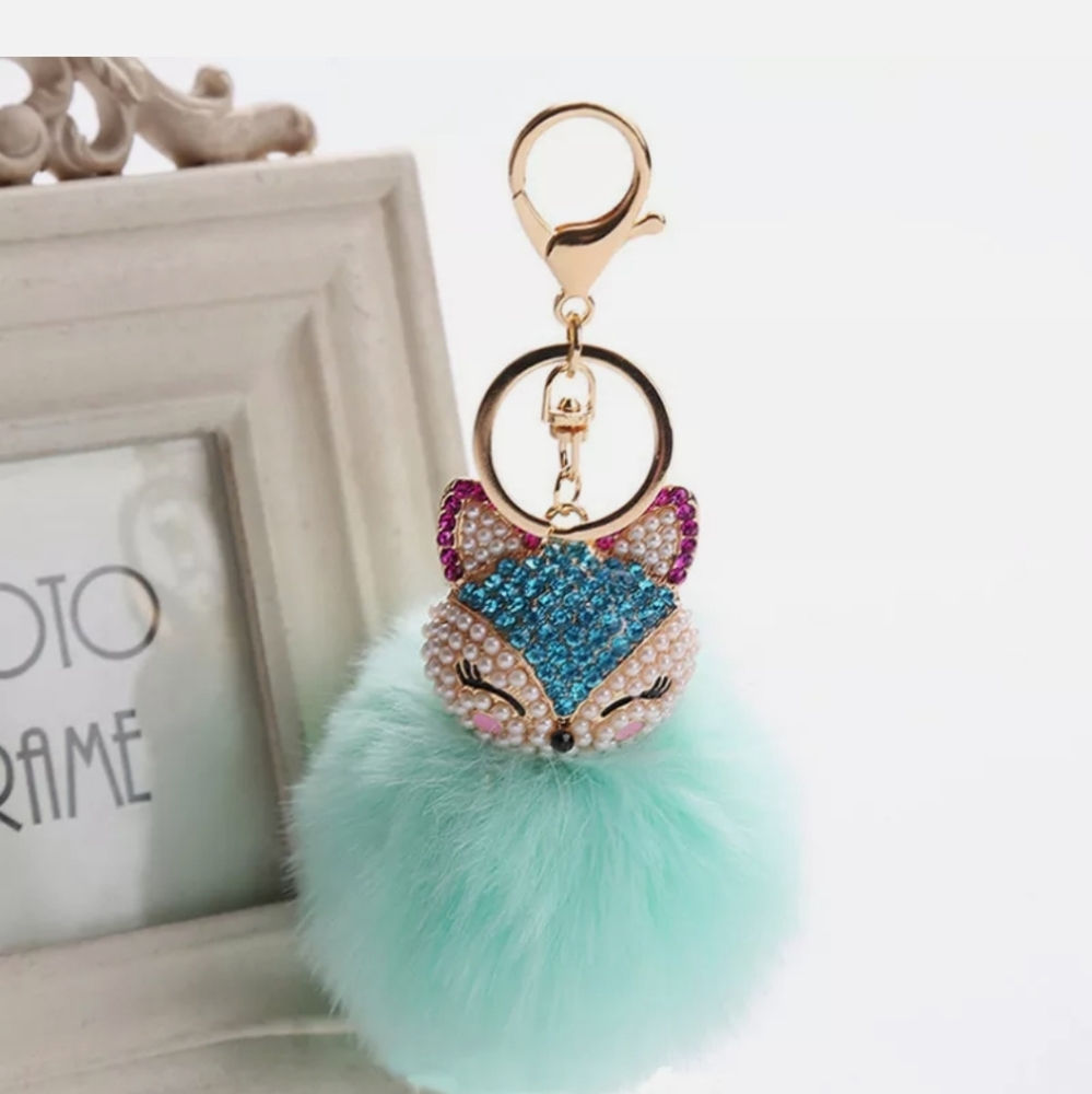 Faux fur fox handbag charm